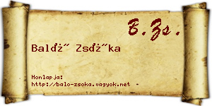Baló Zsóka névjegykártya